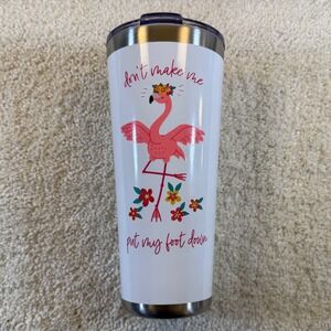 Brand New Flamingo Tumbler Travel Mug Funny‎ Quote White Stainless Steel 20 oz